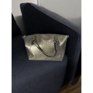 Coach, small python embossed, Kelsey satchel pewter/silver